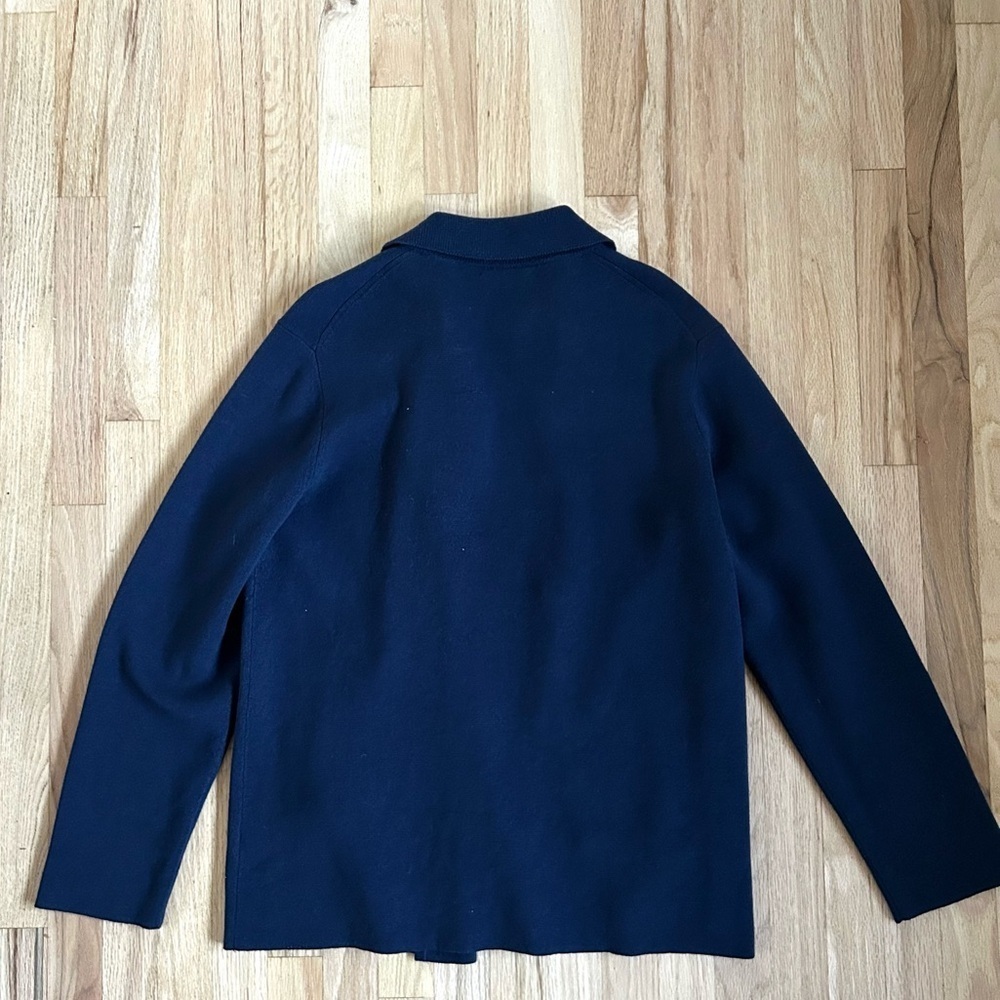 J.CREW warwick double breasted sweater blazer military prep navy size L - Picture 15 of 15
